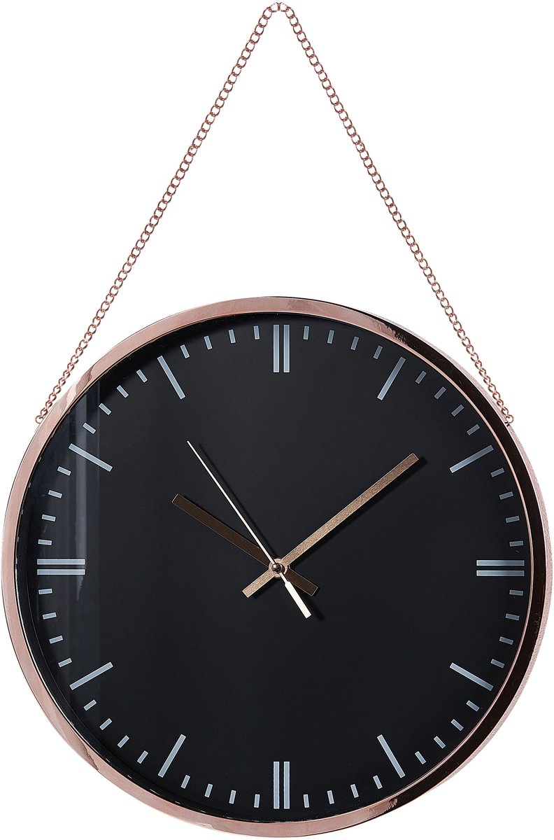 BEZAS - Wandklok - Zwart - Synthetisch materiaal