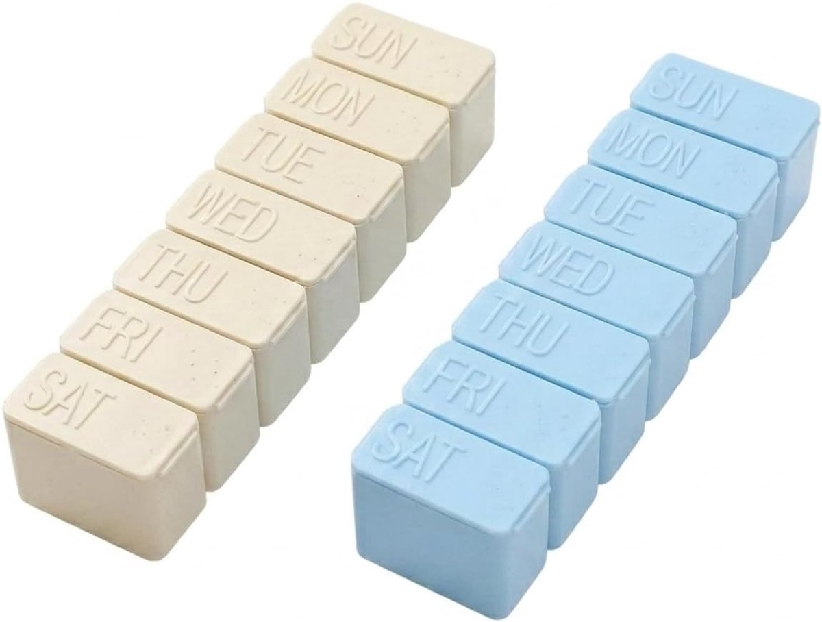 Compacte Weekpilbox Klein - 2 Stuks Medicijnbox voor Vitaminen, Supplementen en Medicatie, Perfect voor Reizen en Dagelijks Gebruik