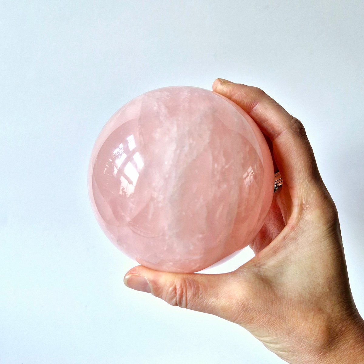 Kristallen Edelsteen Bol Rozenkwarts sphere 85mm, Rose Quartz