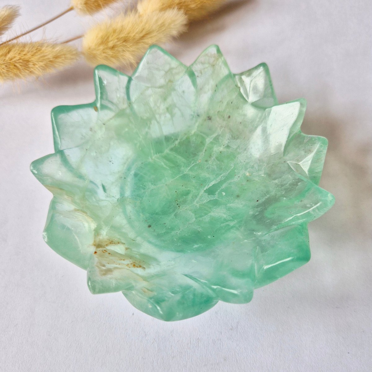 Fluoriet Lotus Schaal XL – Edelstenen Sieradenschaal 12 cm #1