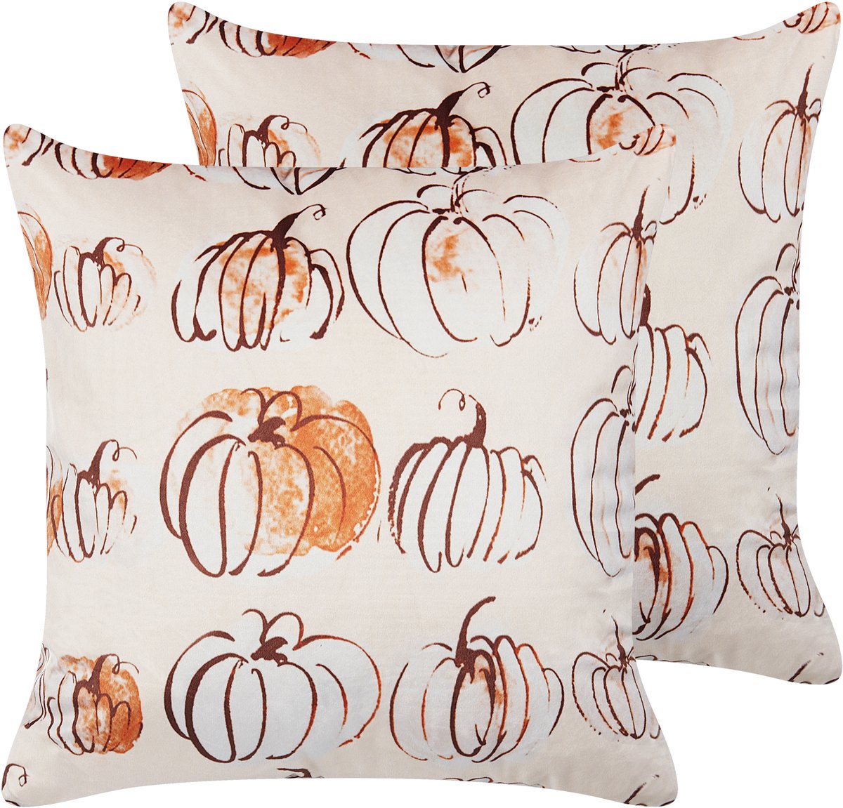 Beliani CUCURBITA - Sierkussen set van 2 - Beige - 45 x 45 cm - Fluweel