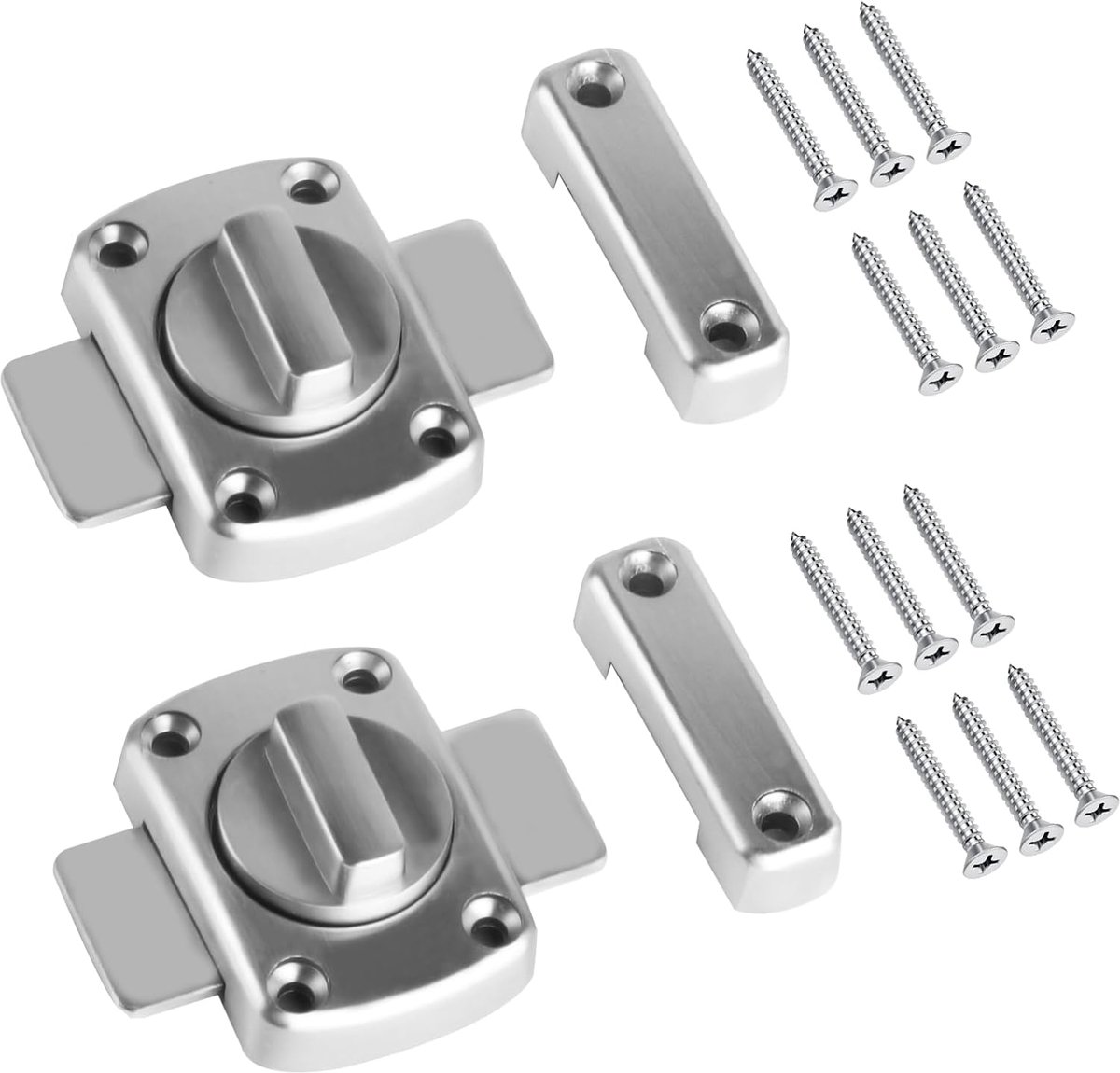 SnelShoppen - 2 Pcs Deursloten - Anti-Diefstal Beveiliging - Draaibare Bout - RVS Binnen Deurslot voor Kast, Badkamer, Toilet - Duurzaam en Roestvrij