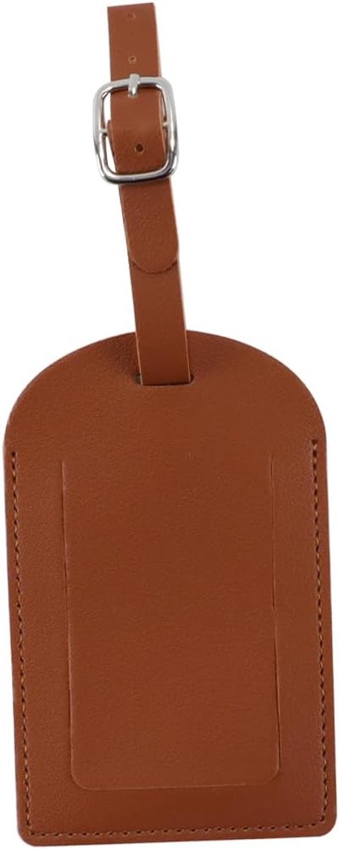 SnelShoppen - Faux Leather Kofferlabels met Naamkaart en Adreslabels voor Reis Koffers - Waterdichte en Duurzame Lederen Bagagelabels - Bruin - Set va