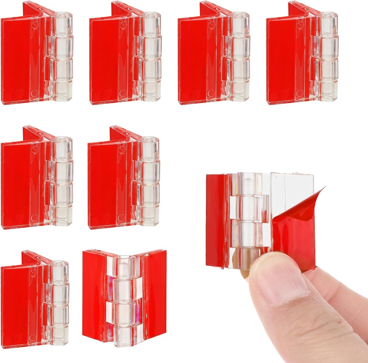 SnelShoppen - 8pcs Duidelijke Acryl Scharnieren, Kleine Transparante Plastic Scharnieren, Vouwbare Hinge Tools, Zelfklevende Piano Scharnieren voor Ka