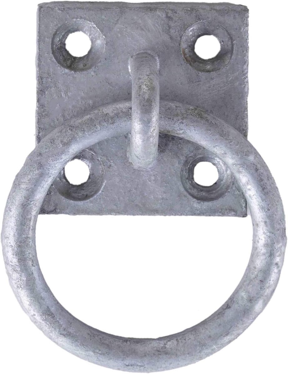SnelShoppen - 2 x Bevestigingsring Ø 51 mm met Vierkante Oogplaat 50 x 50 mm - Staal, Gegalvaniseerd, Veelzijdig Gebruik voor Dieren, Tuin, Fences