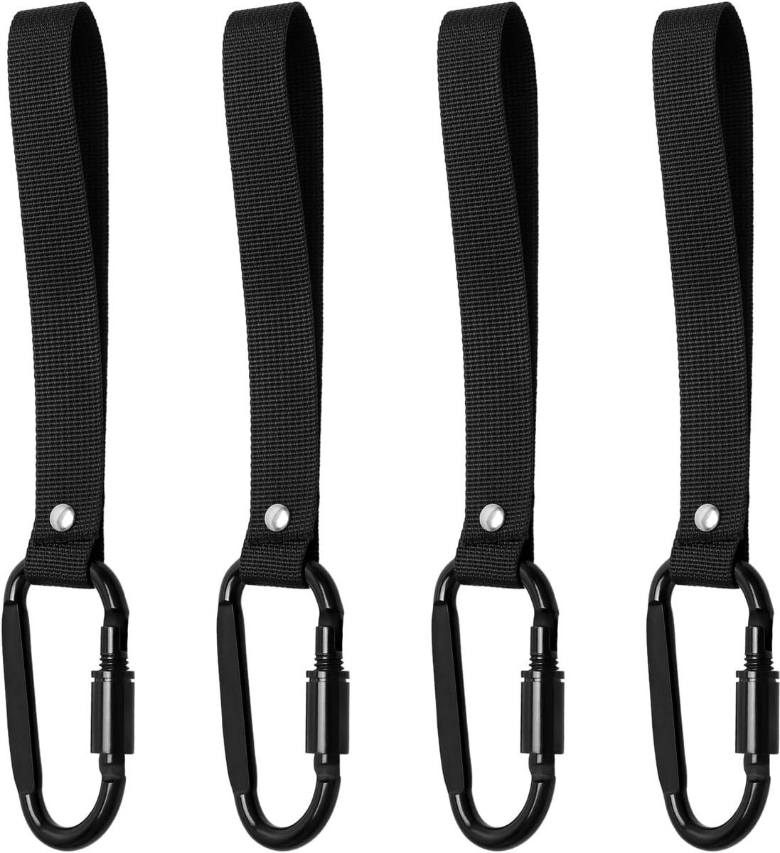 SnelShoppen - 4 Stuks D-ring Carabiners, Schroefsluiting Carabiners met Webbing, Lichtgewicht Carabiner voor Rugzakken, Kinderwagens, Fietsen en Auto'