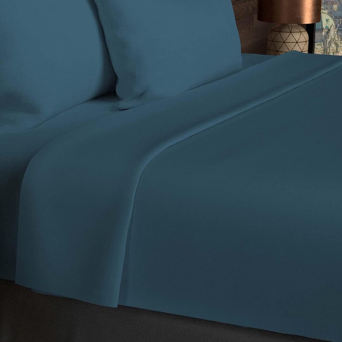 SnelShoppen - Katoenen Flat Sheet 180x290 cm - Uni Blauw - Perfect voor Bed, Logeerkamer, Kamperen en Feesten - 100% Katoen, Machinewasbaar tot 60℃