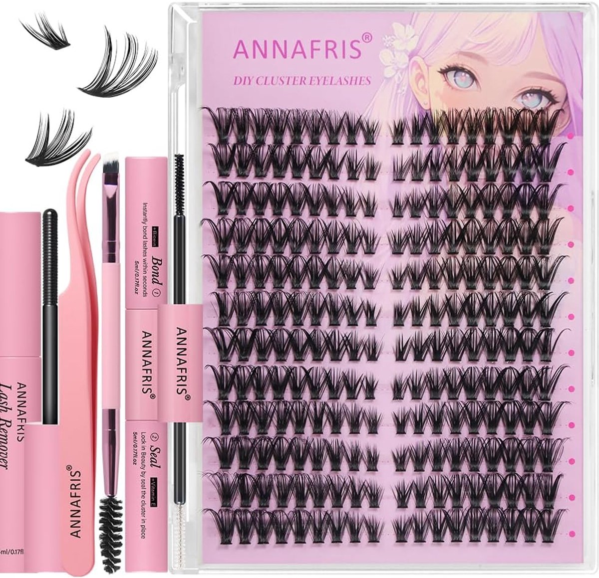 SnelShoppen - Cluster Lashes Kit Individuele Wimpers Valse Wimpers met Pincet - Matte Kunstvezels - Comfortabel en Lichtgewicht - Perfect voor Feest e