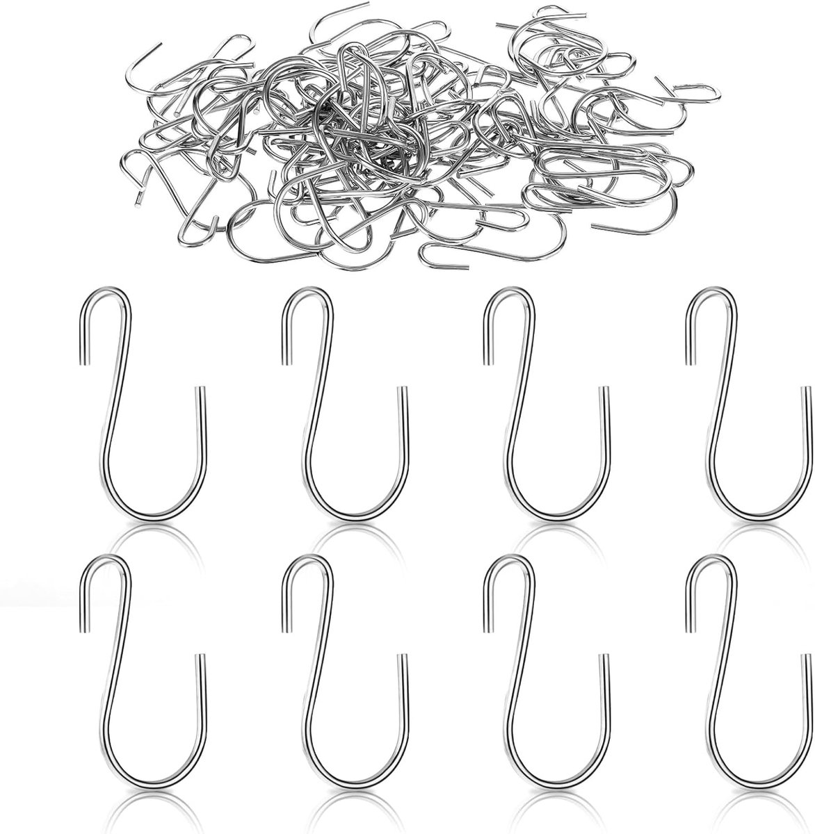 SnelShoppen - 60 Stuks Mini S Haakjes voor Ophangen, RVS S-vormige Haken, Kleine 1 Inch Haken voor DIY Creaties, S-haken voor Sieraden en Huishoudelij