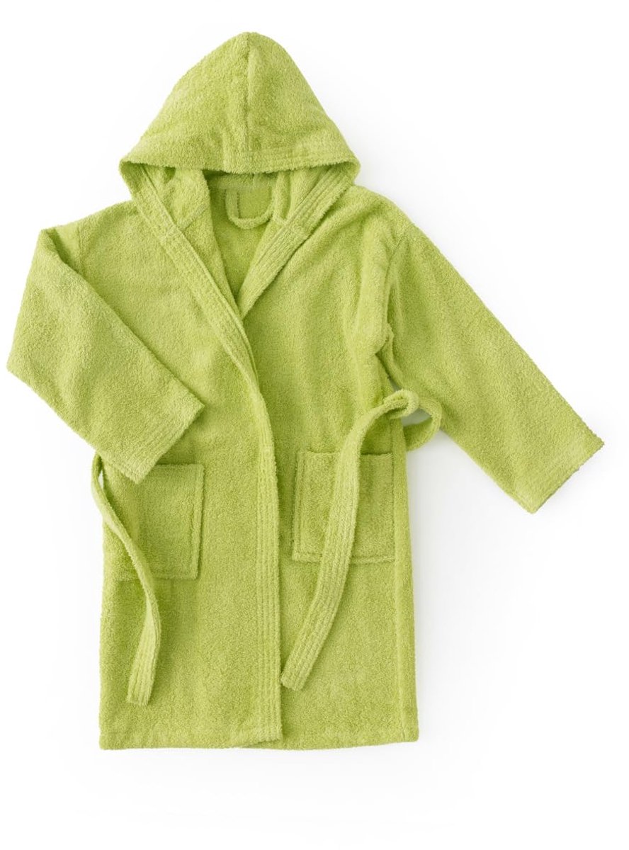 SnelShoppen - Comfortabele badjas voor meisjes, 100% katoen, badstof, 450 g, 2 tot 4 jaar, pistache, ideale badjas voor kinderen, thuis of zwembad