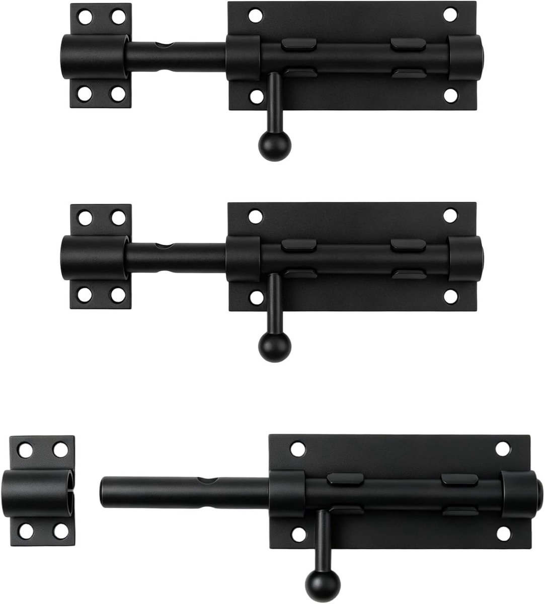 Afsluitbare roestvrijstalen deurgrendel set van 3, 160 mm, ideaal voor tuindeuren en poorten, met hangslot en boutgrendel voor extra beveiliging