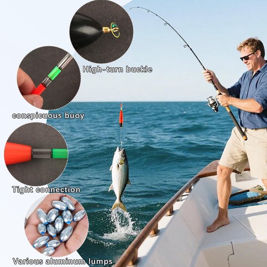 Vijfdelige set dobbers met vijftien stuks lood voor vissen, perfect voor snoek, baars en karper vissen accessoires — afbeelding 2