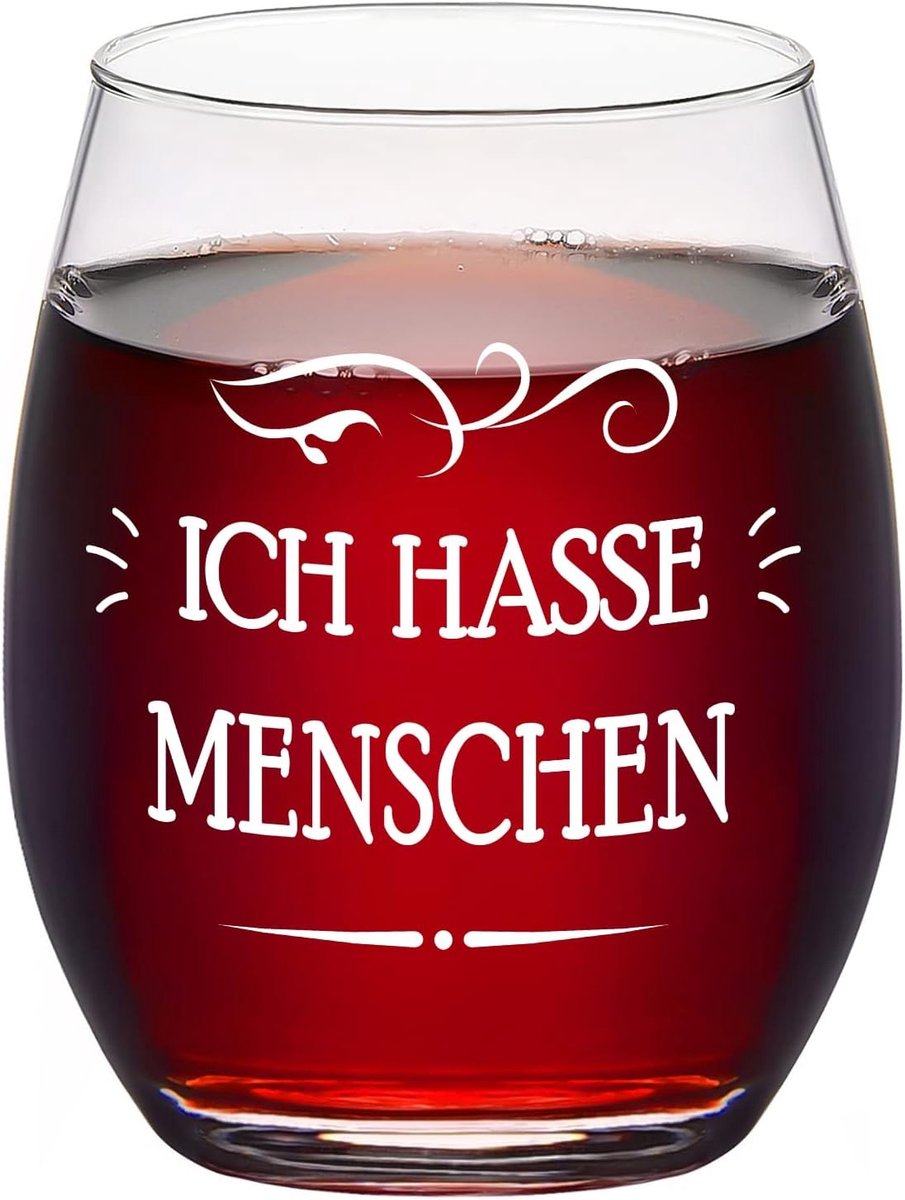 Persoonlijk wijnglas met "I hate people" tekst - Originele cadeaus voor verjaardagen, kerst en collega's, leuk voor vrienden en vriendinnen