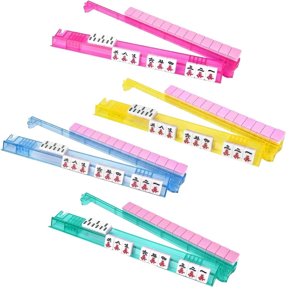 Mahjong rekken - Mahjong duwers - Mahjong spel - Antislip ontwerp - 4 stuks - Transparant