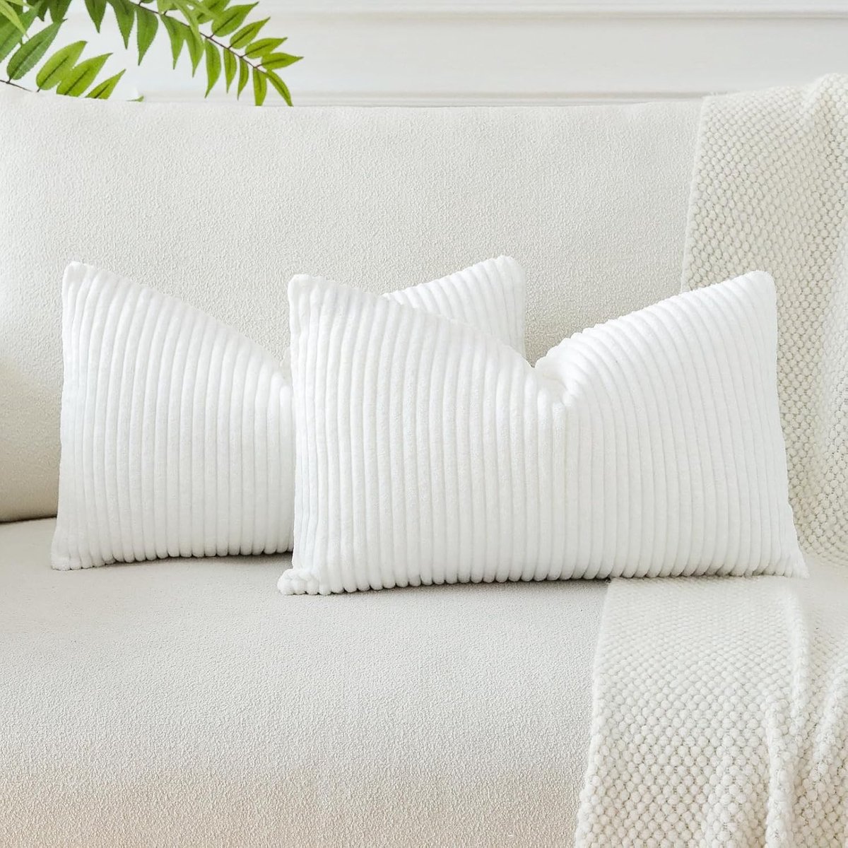Set van 2 Zachte Corduroy Gestreepte Kussenhoezen 30x50cm Boho Decoratieve Kussenslopen voor Sofa en Slaapkamer, Ideaal voor Interieurdecoratie en Comfort