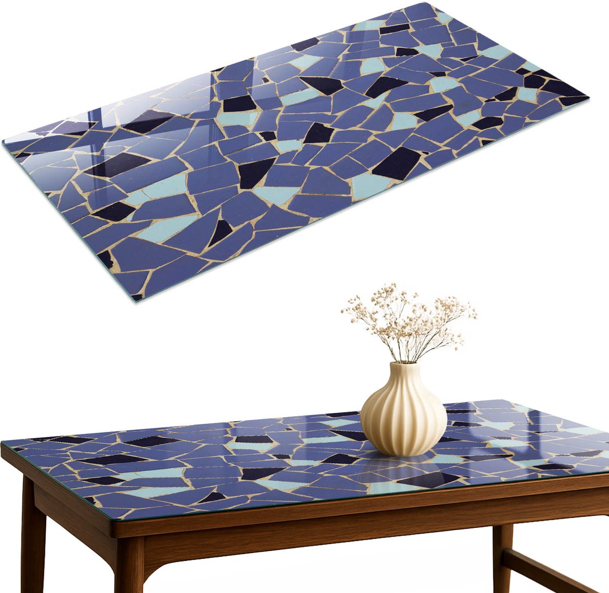 ArtPrintCave Kleurrijk patroon Glazen Tafelblad 120x60 cm - Tafelblad Rechthoek - Marine Keukentafel - Achtergronden en patronen Keukentafel