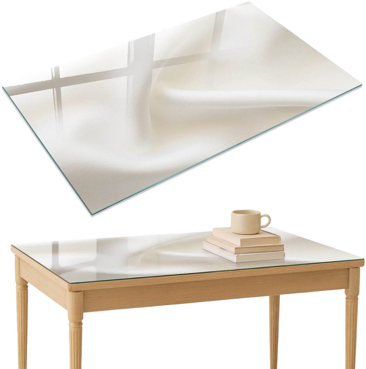 ArtPrintCave Gemaakt materiaal Glazen Tafelblad 120x80 cm - Tafelblad Rechthoek - Wit Tafelblad Glas - Teksten Glasplaat