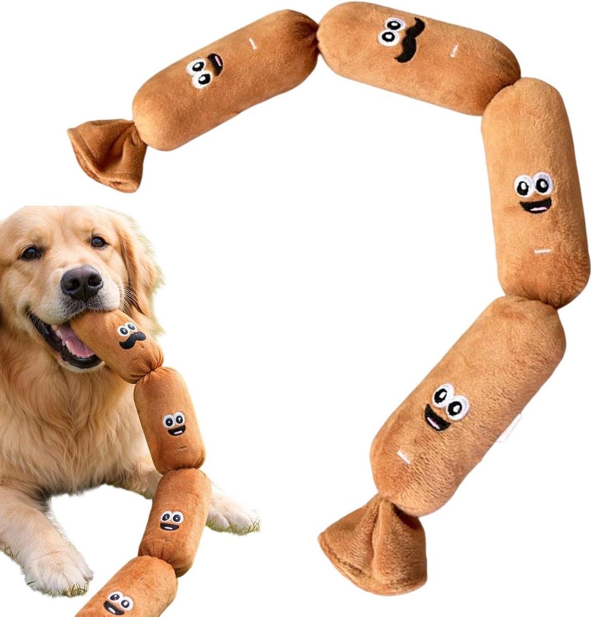 Hondenspeelgoed Worst - Kauwspeelgoed Puppy - Tanden Reinigen - Met Pieper - 58 cm - Uniek