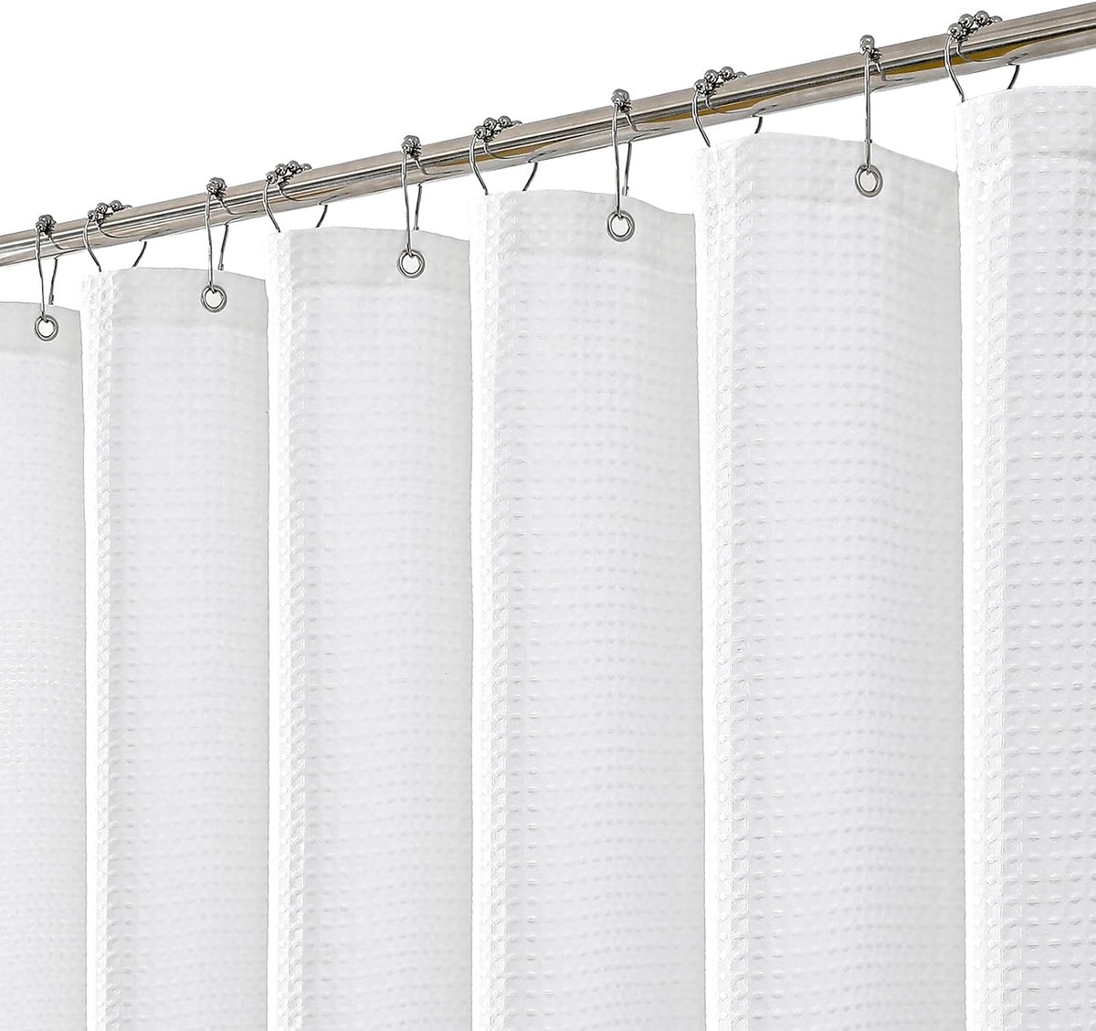 SnelShoppen - Luxe Witte Douchegordijn Set 150 x 180cm, Schimmelbestendig en Zware Textuur, Inclusief 12 Haakjes, Ideaal voor Badkamer en Douche