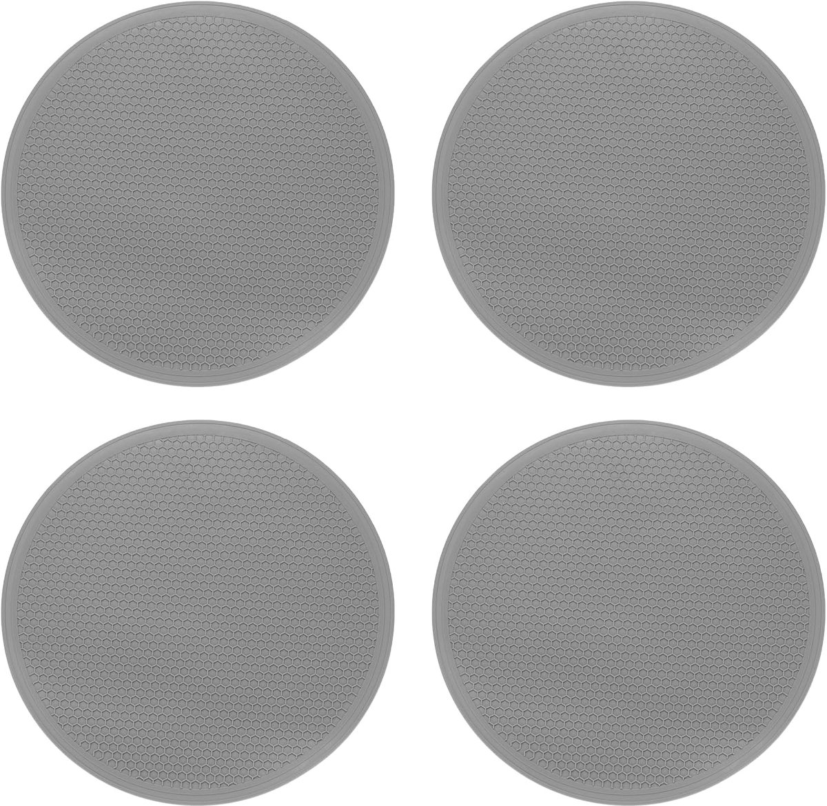 SnelShoppen - 4 stuks siliconen pannenonderleggers rond 30 cm diameter antislip hittebestendig voor hete potten en pannen grijs voor keuken en tafel