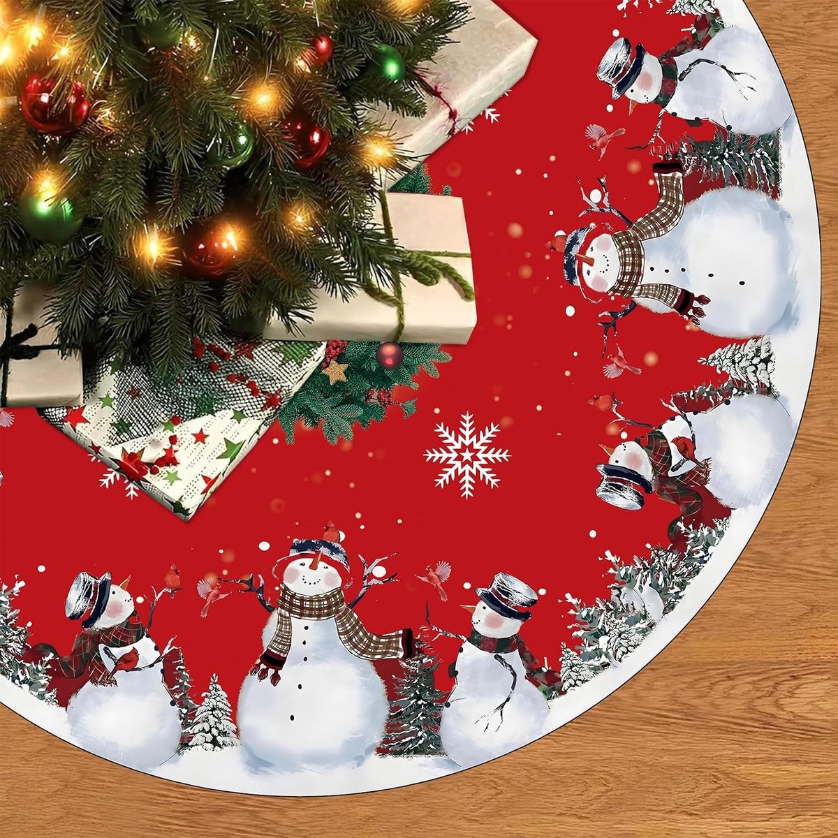 Ronde Kerstboomdeken van 120 cm - Zachte Dekentje voor Kerstboomdecoratie en Feestelijke Sfeer