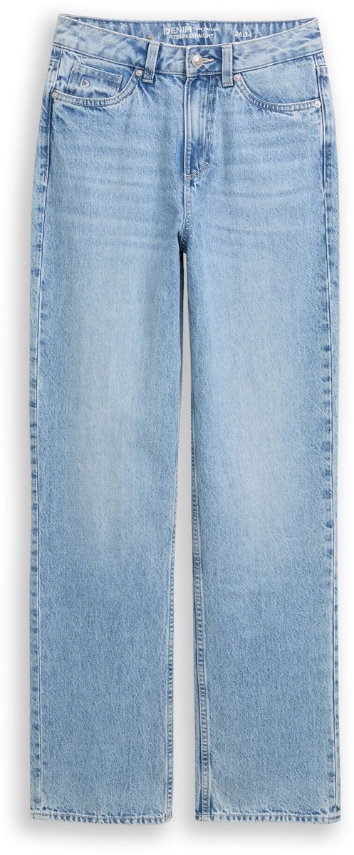 Tom Tailor Denim - TTELIN Rechte Jeans - Maat 26/32 - Used Mid Stone Blue Denim