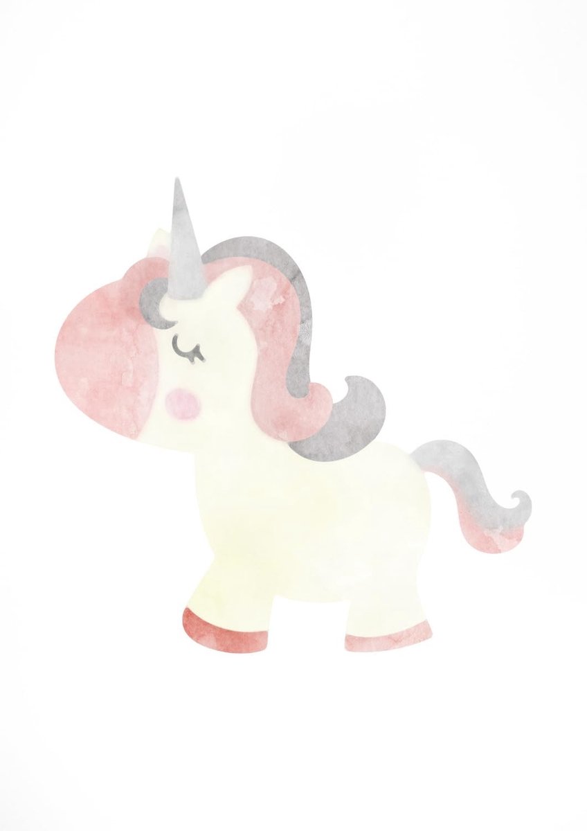 Omgoods - Kinderen Wanddecoratie - Unicorn Print in Blank en Roze