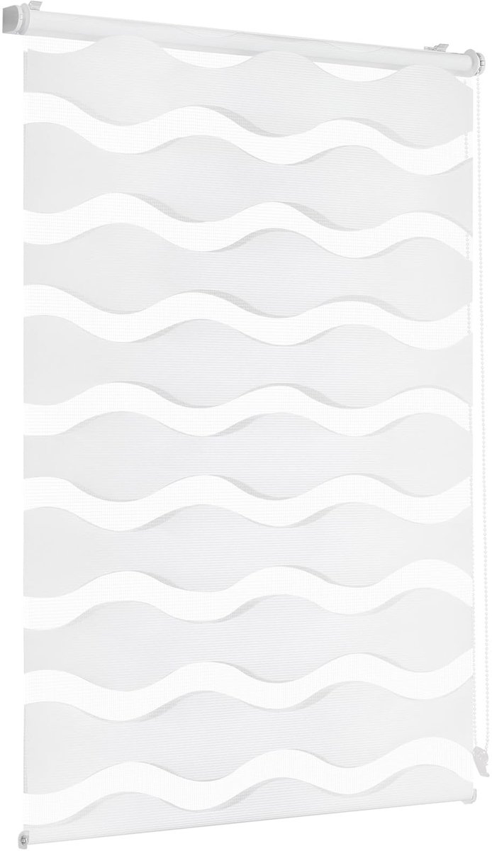Omgoods - Dubbele Rolgordijn Waves Clamp Fix zonder Boren - 95 x 210 cm - Wit