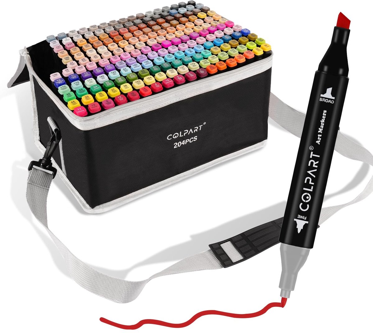 Omgoods - 204 Kleuren Alcohol Markers Dual Tip - Perfect voor Volwassenen