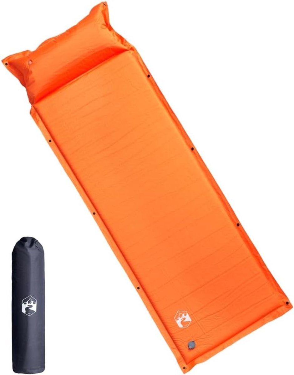 Opblaasbare Campingmatras - Slaapmat Kamperen - Buiten Kamperen - Zelfopblazend met Kussen - 190 x 64 cm - Oranje