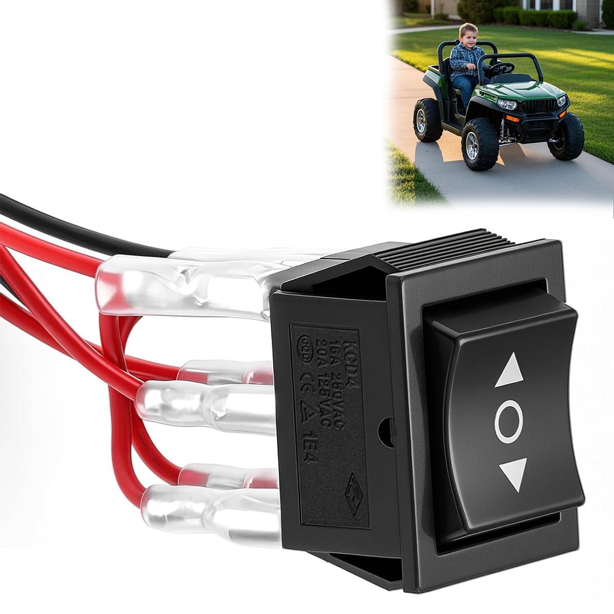 Momenteel tuimelschakelaar, 6-polig, tuimelschakelaar, tuimelschakelaar voor boten, zwart, actuele omvormingsschakelaar, 2 V 16 A, met kabelconnector, compatibel met auto boots