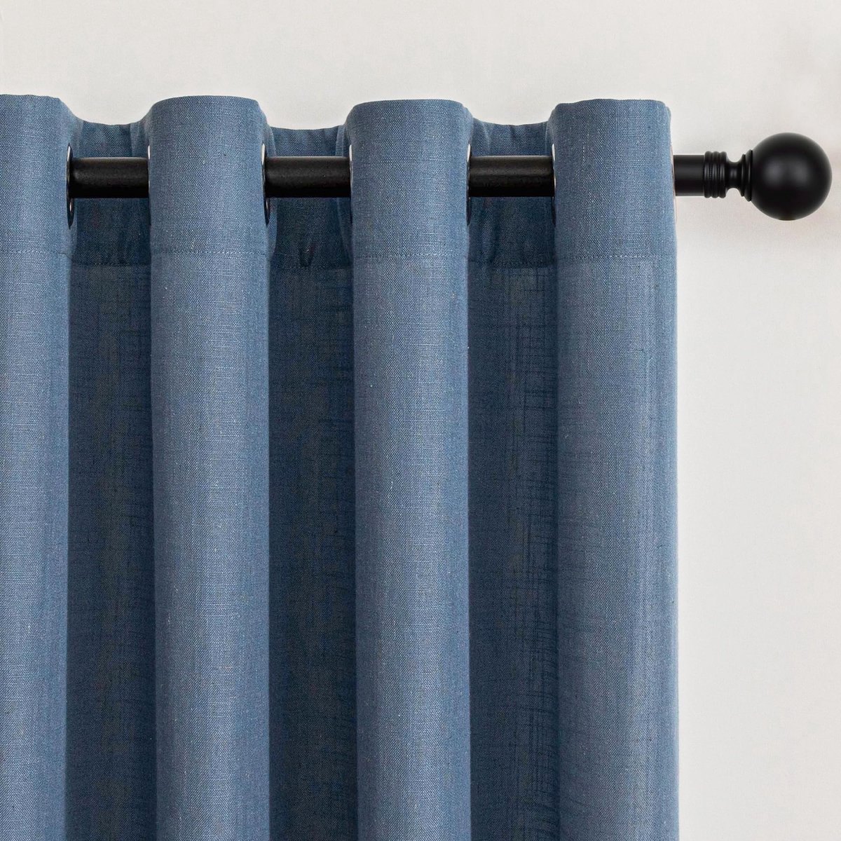 Omgoods - Grijze Blauw Linnen Gordijnen met Oogjes - Set van 2 - 225 cm voor Kinderkamer en Woonkamer