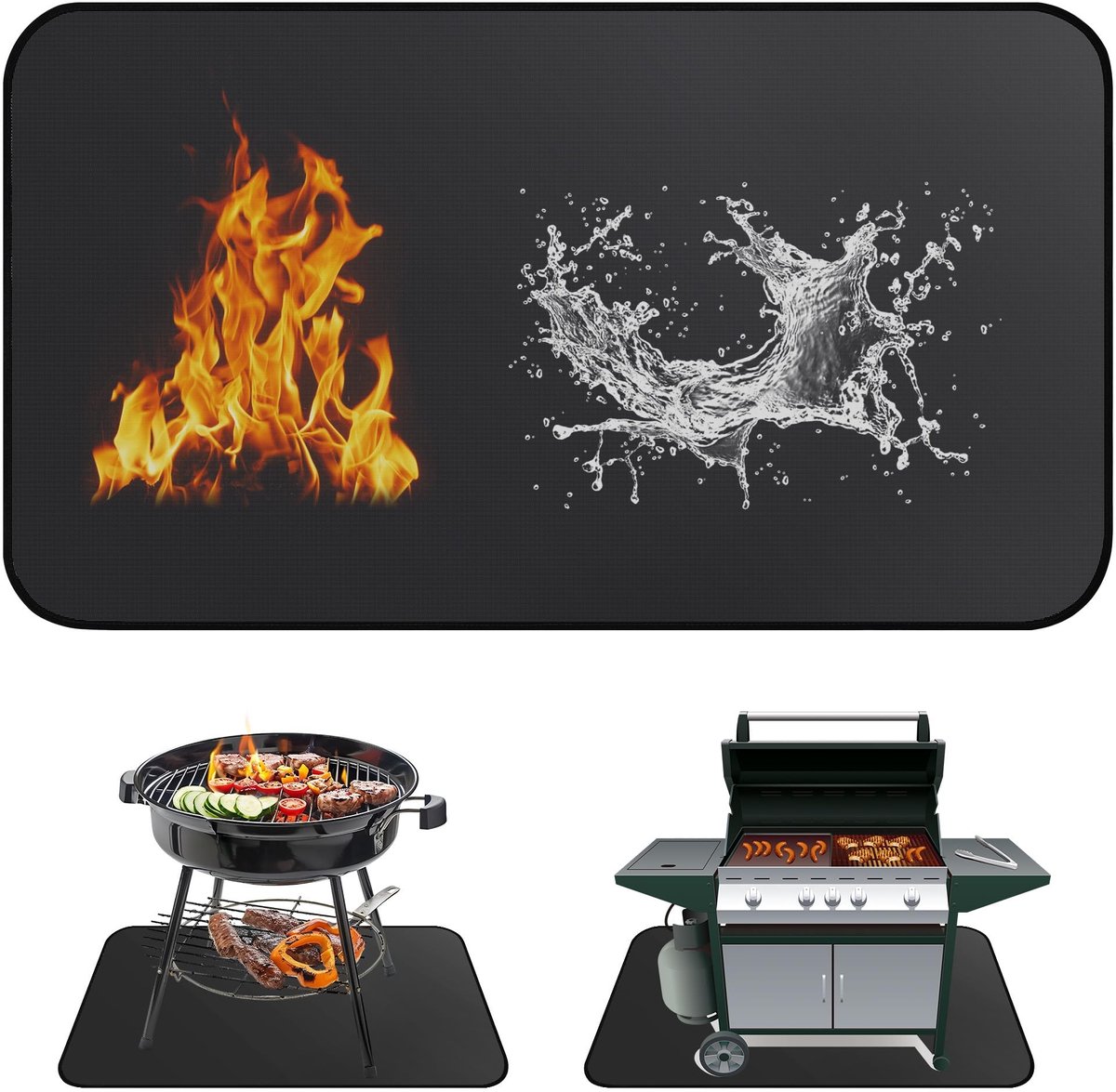 Omgoods - Vuurvaste Grillonderlegger 106 x 150 cm voor Buiten