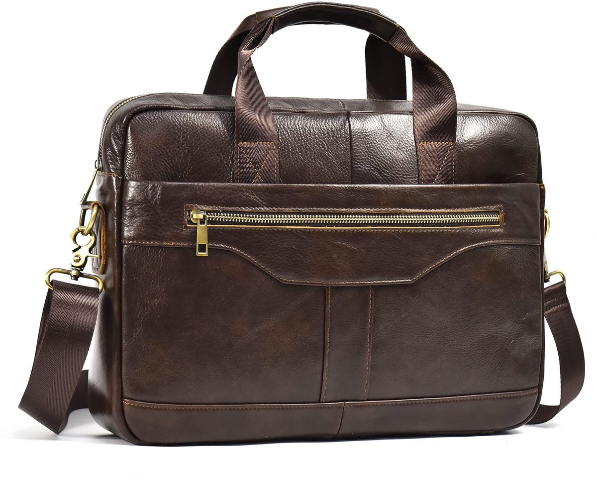 Omgoods - Leren Laptoptas voor 15.6 Inch met Schouderband