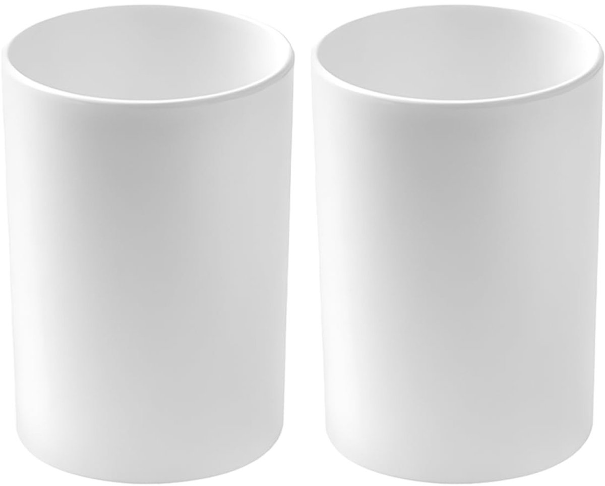 Omgoods - Herbruikbare Badbekers - Set van 2 Witte Tandenborstelhouders