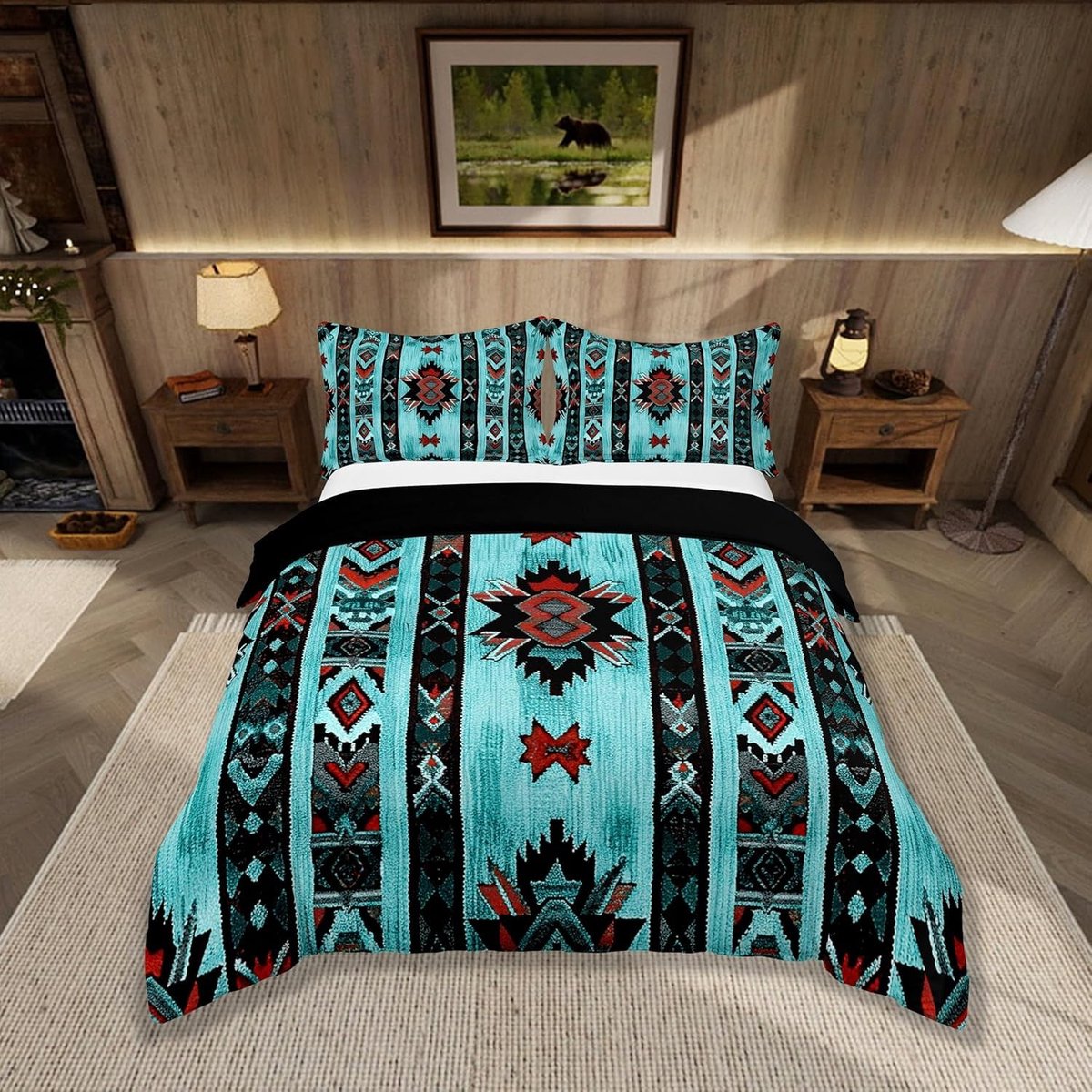 Omgoods - Super King Size Duvet Cover Set met 2 Kussenslopen in Geometrisch Tribal Design