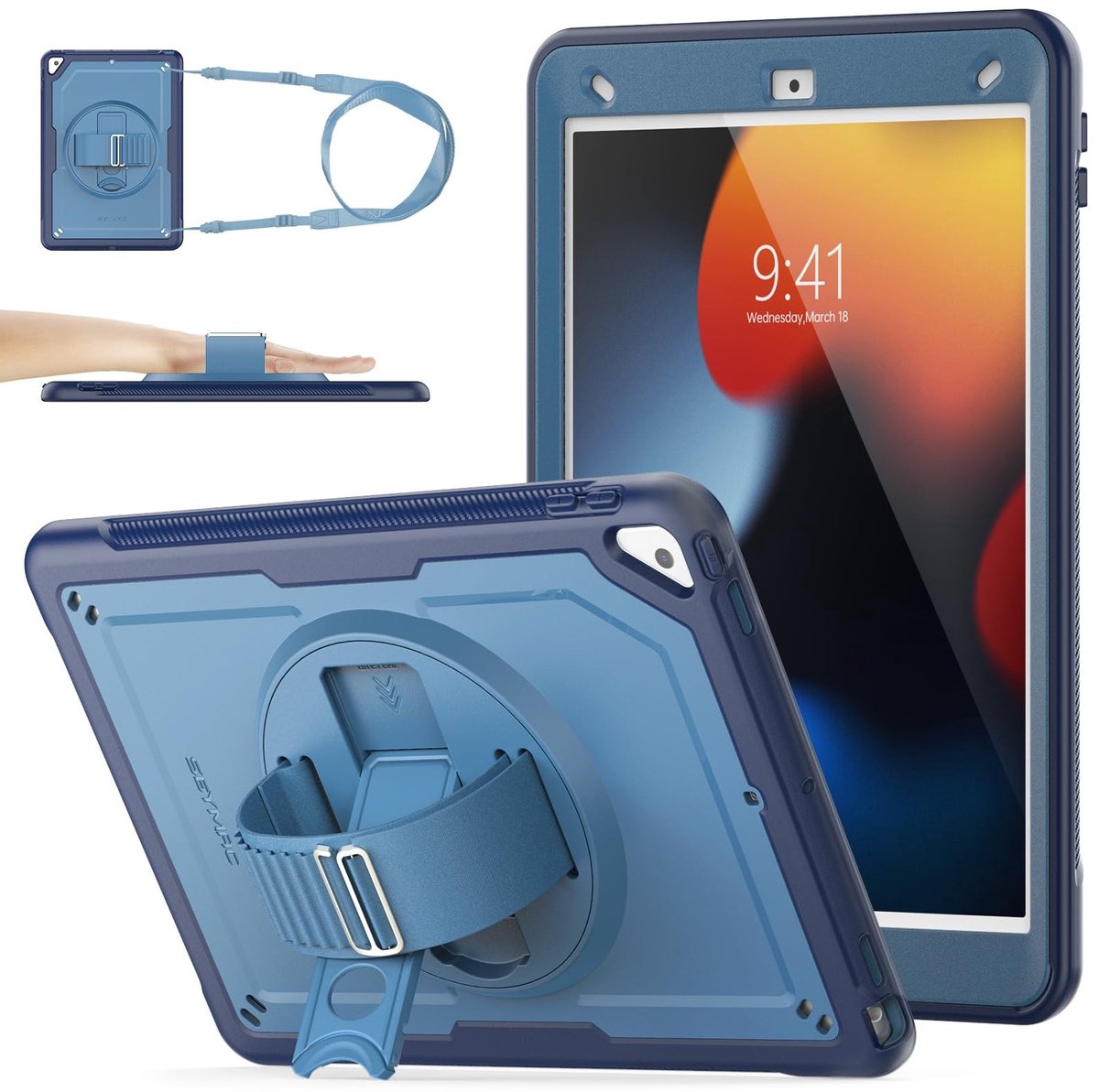 Omgoods - Shockproof iPad Case voor 9e/8e/7e Generatie met 360° Stand