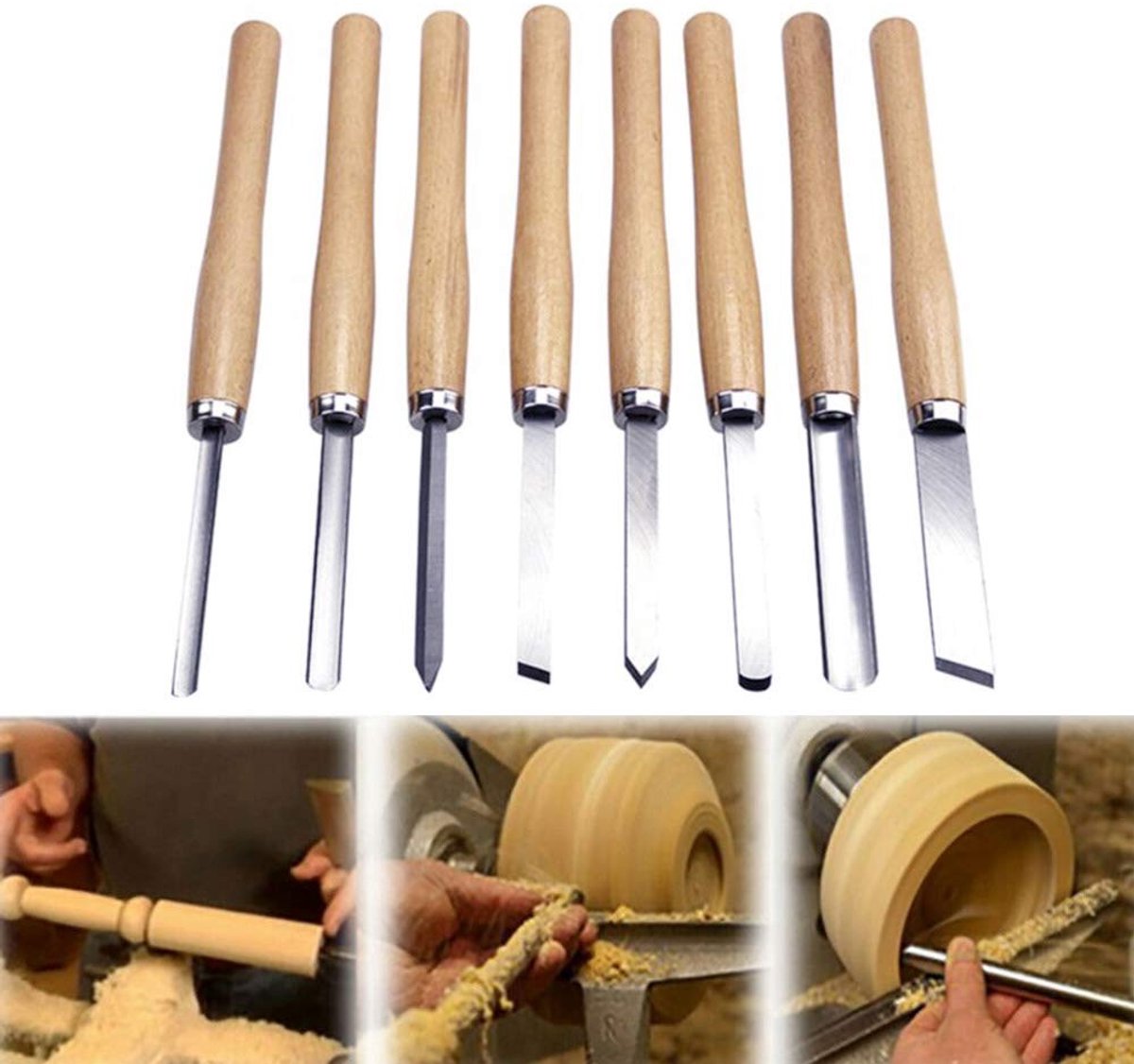 Omgoods - 8-delige Houtdraaigereedschap Set - Voor Houtbewerking en Carving