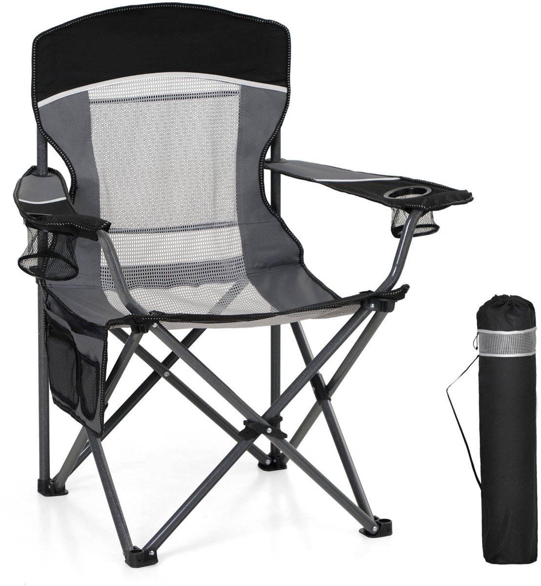Omgoods - Campingstoel met Net Rug - Draagbaar en Ergonomisch