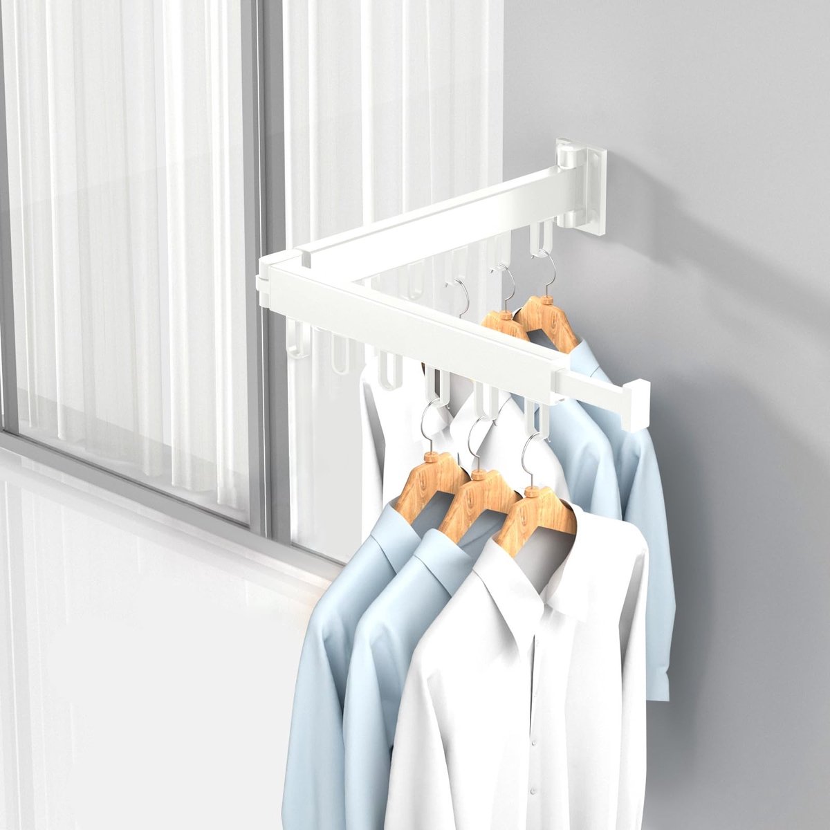 Omgoods - Inklapbaar Wanddroogrek met Haken voor Kleding