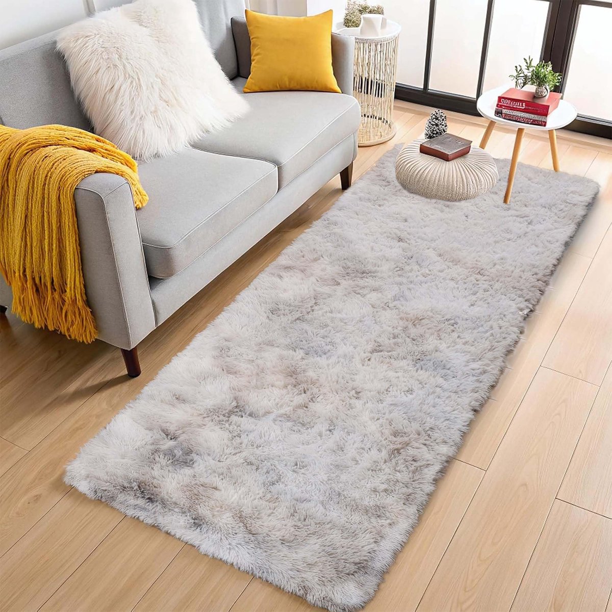 Omgoods - Moderne Lichtgrijze Tapijt - 60 x 220 cm - Fluffy en Antislip