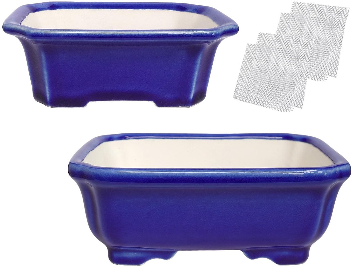 Omgoods - Set van 2 Glazuur Zisha Witte Klei Bonsai Potten - Perfect voor Succulenten
