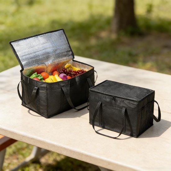 Isolatiezak - Koeltas Picknicktas - Eten Koel Houden - Niet-geweven Isolatie - 30 Liter - Zwart — afbeelding 3