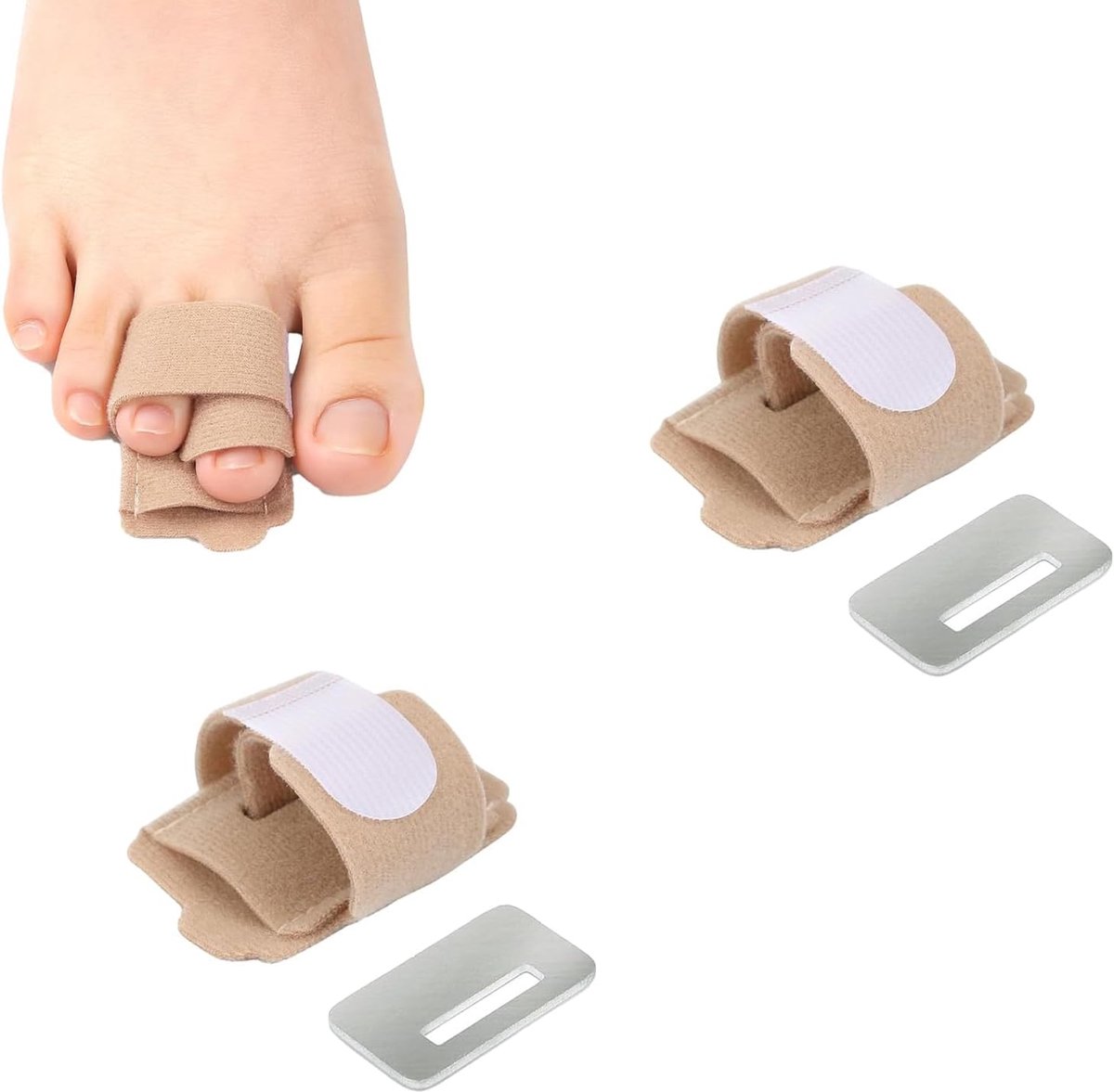 2 stuks hamertenencorrectie, teenpleisters, teenspreider, kleine teen, aluminium hamerteenkussen, teenscheider, teenrail, teenstrekker, geschikt voor mannen en vrouwen, corrigeren gebogen (huid)