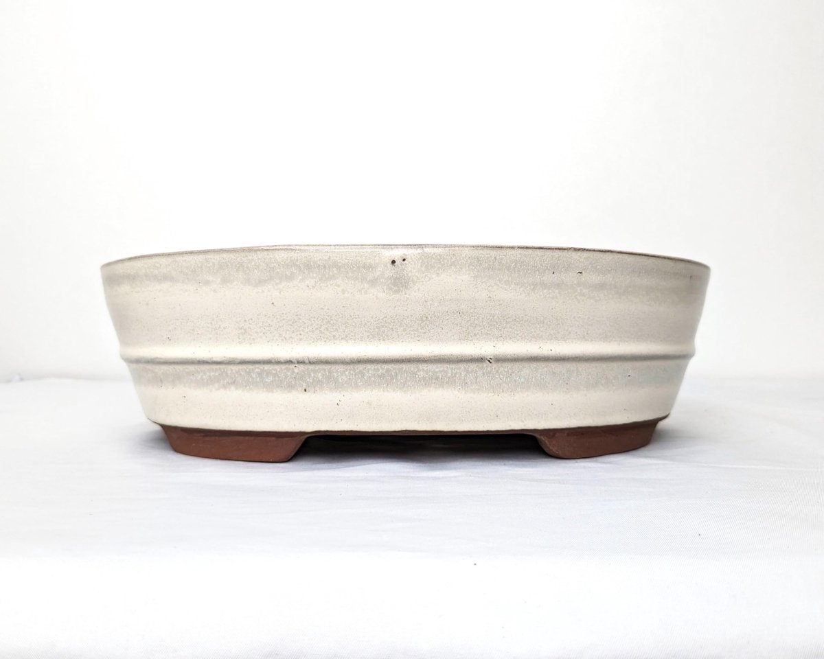Omgoods - Glazed Ceramic Bonsai Pot zonder Tray - Cream, 26 cm