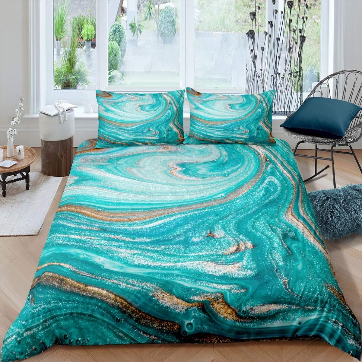 Omgoods - Abstracte Marmerprint Dekbedovertrek voor Meisjes en Kinderen