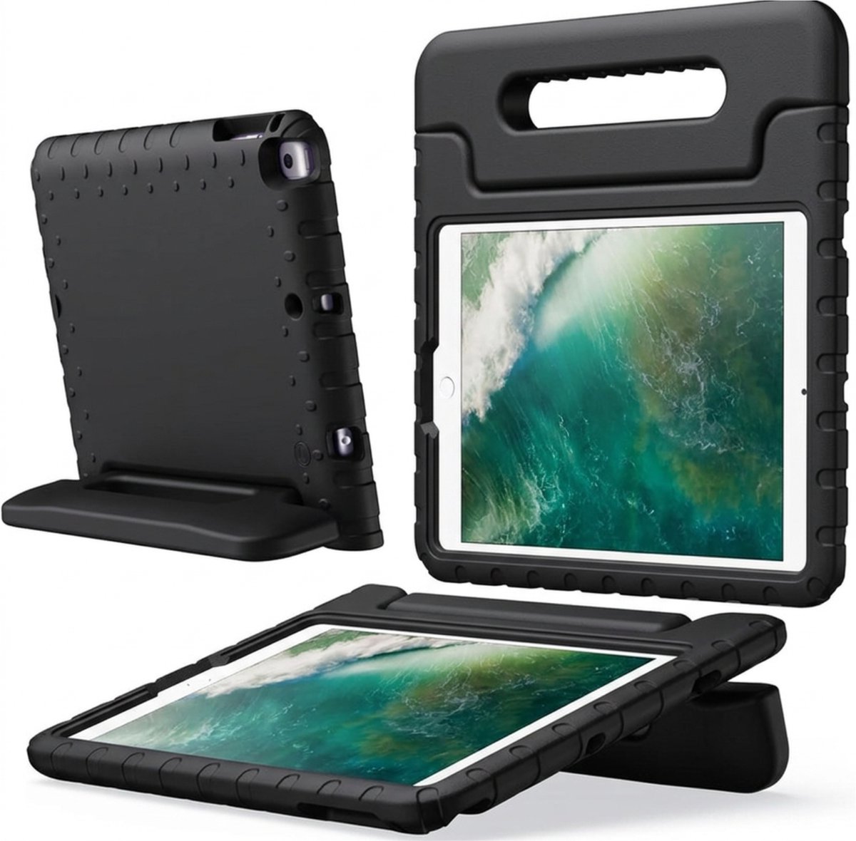 Zwarte Tablet Hoes Kinderen - iPad Beschermhoes Kinderen - Geschikt voor Apple iPad 11 inch 2025 en iPad hoes 10e generatie - Tablet Beschermhoes - WiseQ