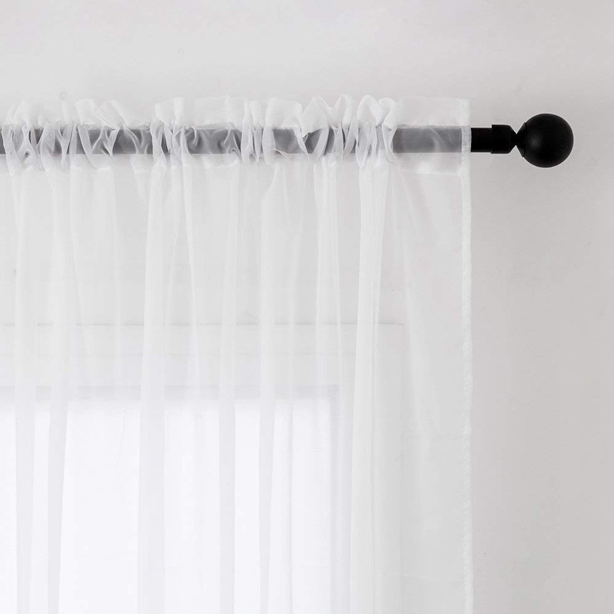 Omgoods - 2 Panelen Witte Voile Gordijnen - Elegante Doorzichtige Raambekleding 55W x 98 Inch L