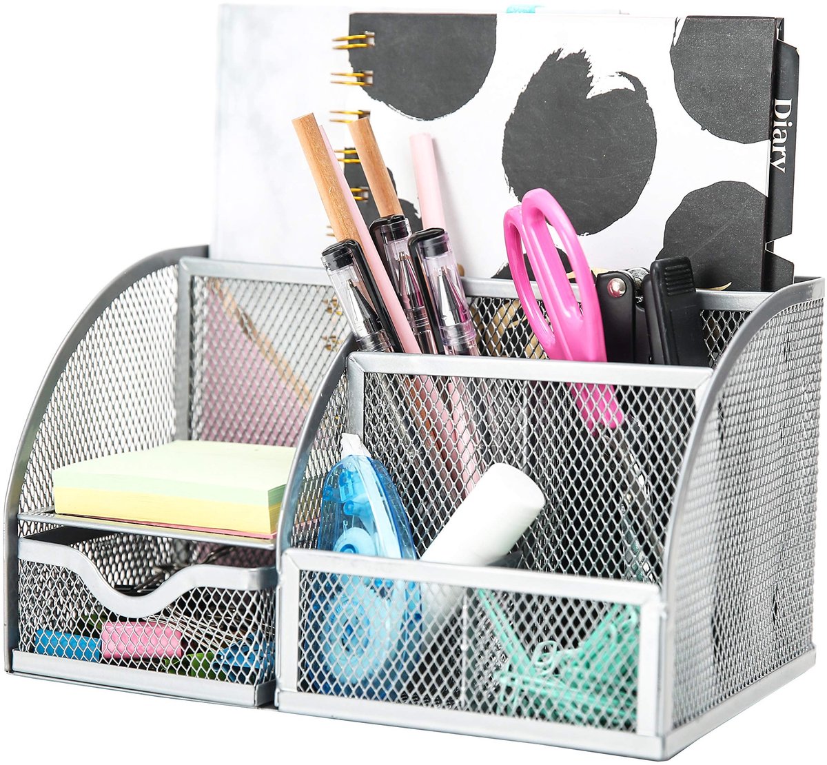 Omgoods - Bureau Organizer met 7 Compartimenten - Compacte Messing Penhouder voor Kantoor en Studie
