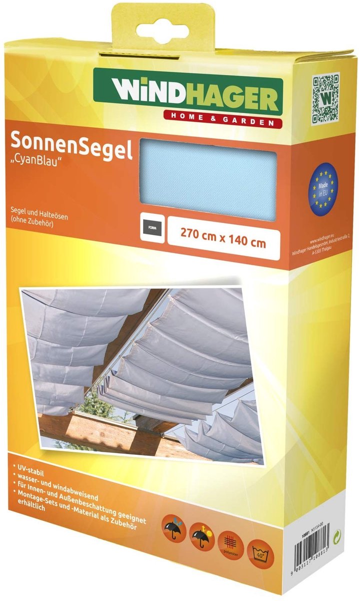 Omgoods - Schaduwzeil voor Terrassen en Serres 270 x 140 cm - Cyan Blauw